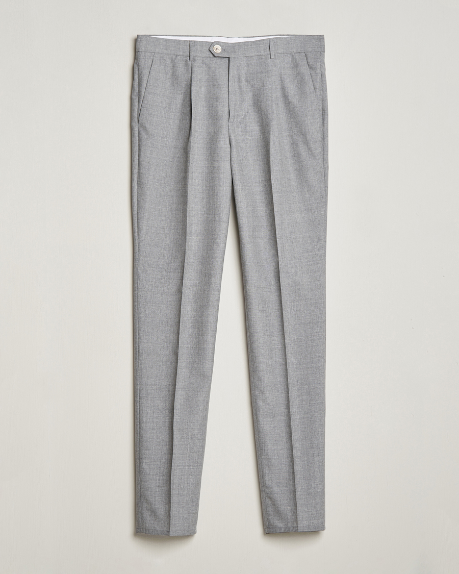 Heren | Broeken | Brunello Cucinelli | Pleated Wool Trousers Light Grey
