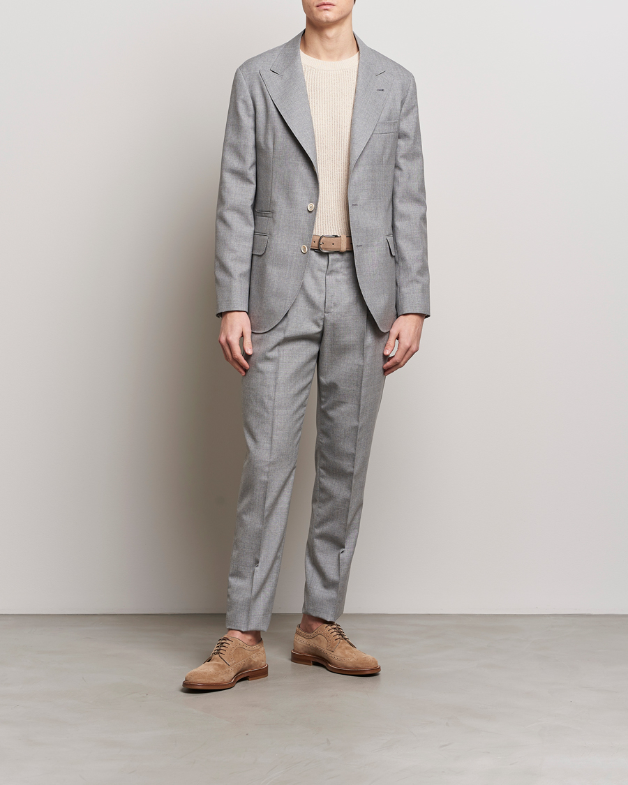Heren | Broeken | Brunello Cucinelli | Pleated Wool Trousers Light Grey