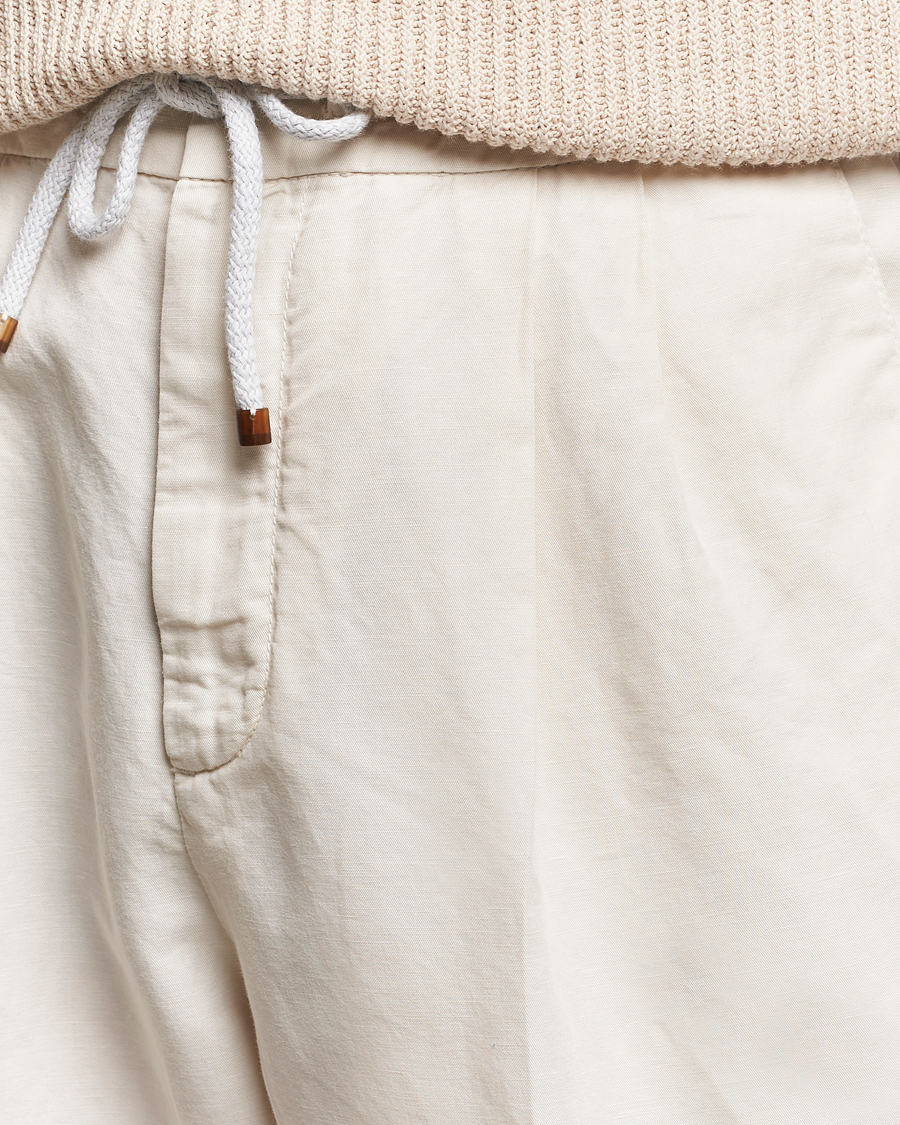 Heren | Broeken | Brunello Cucinelli | Cotton/Linen Drawstring Pants Off White