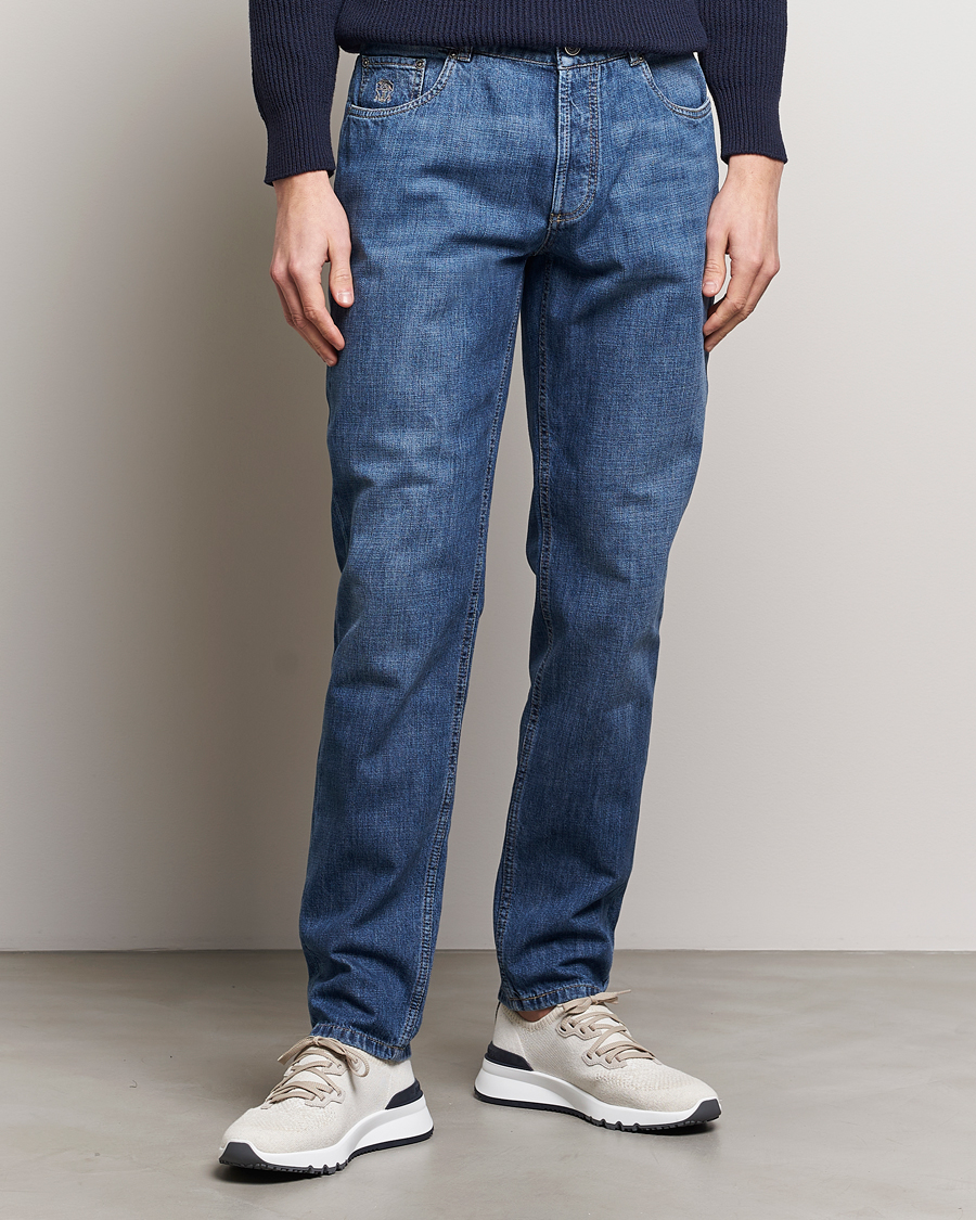 Heren | Blauwe jeans | Brunello Cucinelli | Traditional Fit Jeans Dark Blue Wash