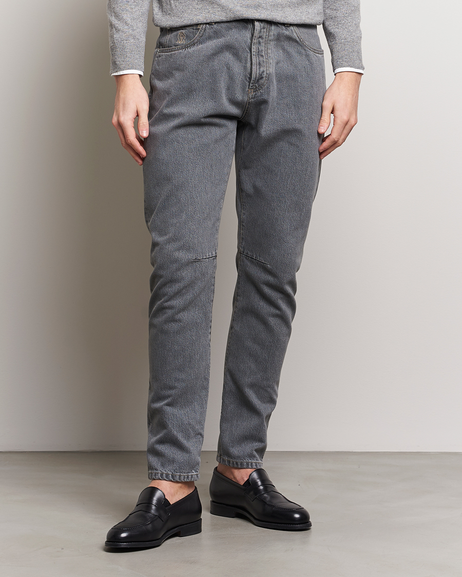 Heren | Tapered fit | Brunello Cucinelli | Leisure Fit Jeans Grey Wash