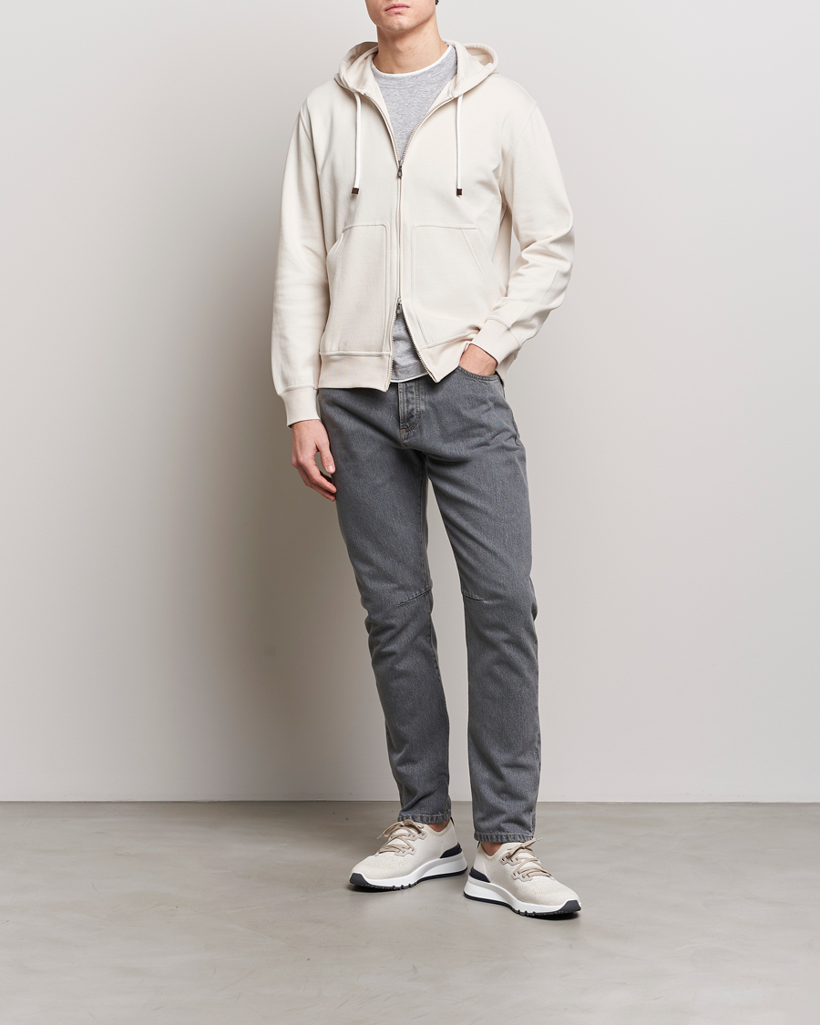 Heren | Truien | Brunello Cucinelli | Soft Cotton Full Zip Hoodie Light Beige
