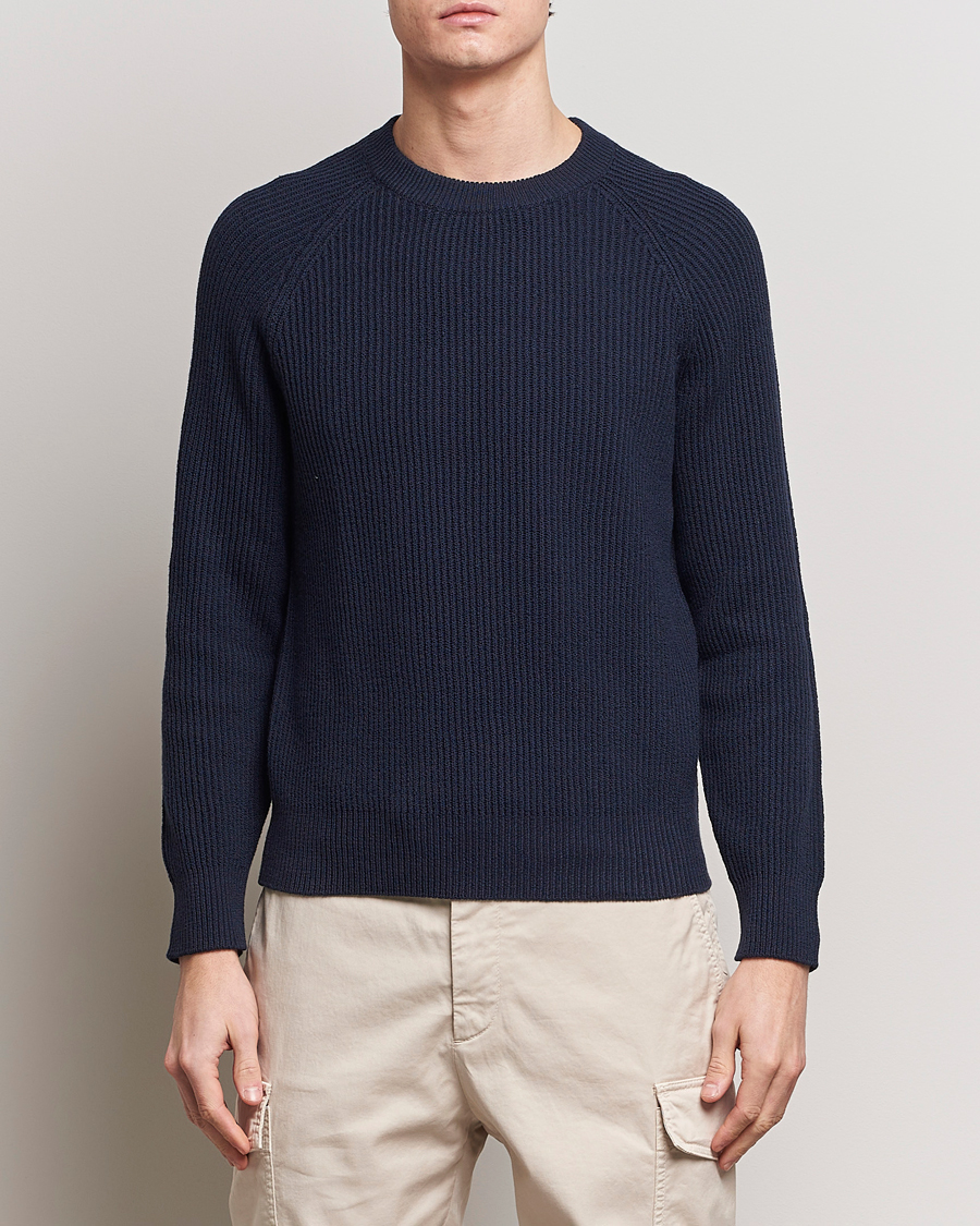 Heren | Truien | Brunello Cucinelli | Heavy Rib Stitch Crew Neck Navy