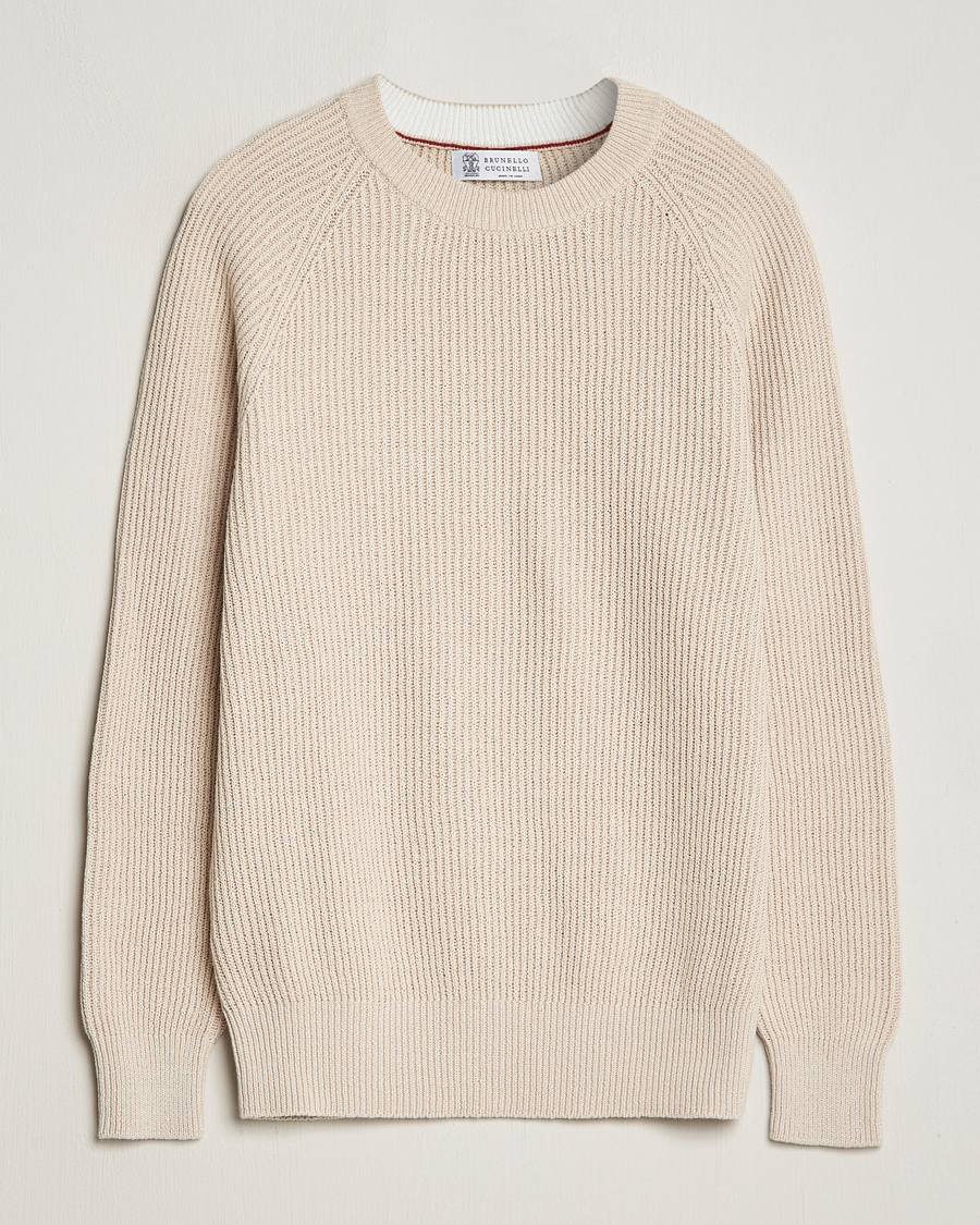 Heren | Truien | Brunello Cucinelli | Heavy Rib Stitch Crew Neck Light Beige