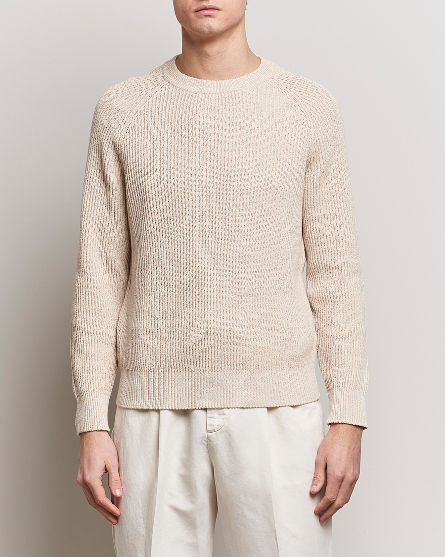 Heren | Ronde hals truien | Brunello Cucinelli | Heavy Rib Stitch Crew Neck Light Beige