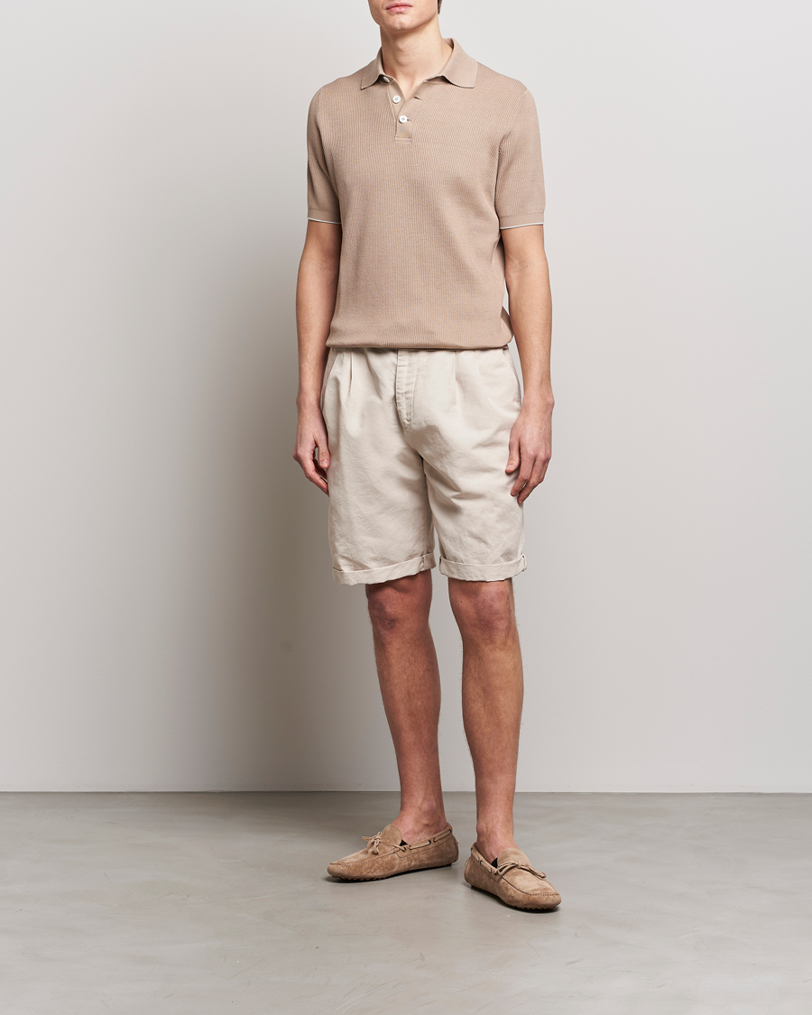 Heren | Polo's | Brunello Cucinelli | Rib Stitch Knitted Polo Beige