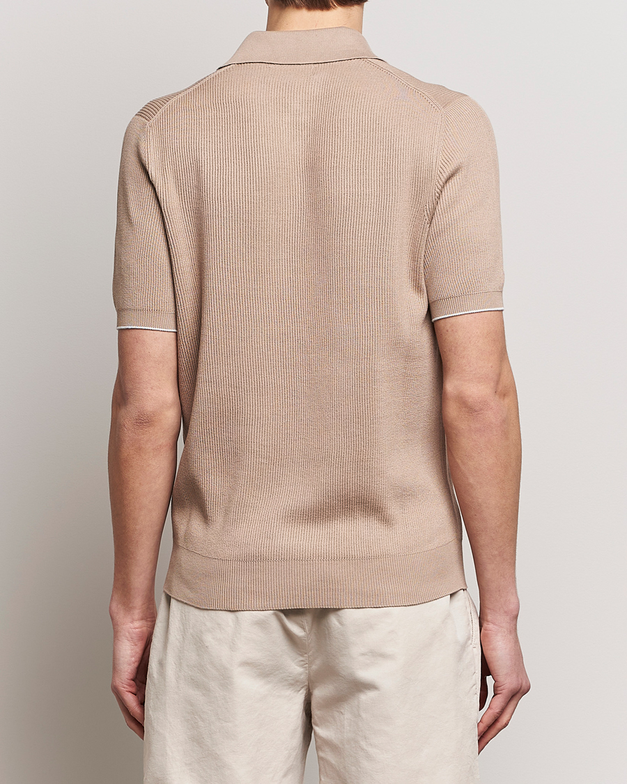 Heren | Polo's | Brunello Cucinelli | Rib Stitch Knitted Polo Beige