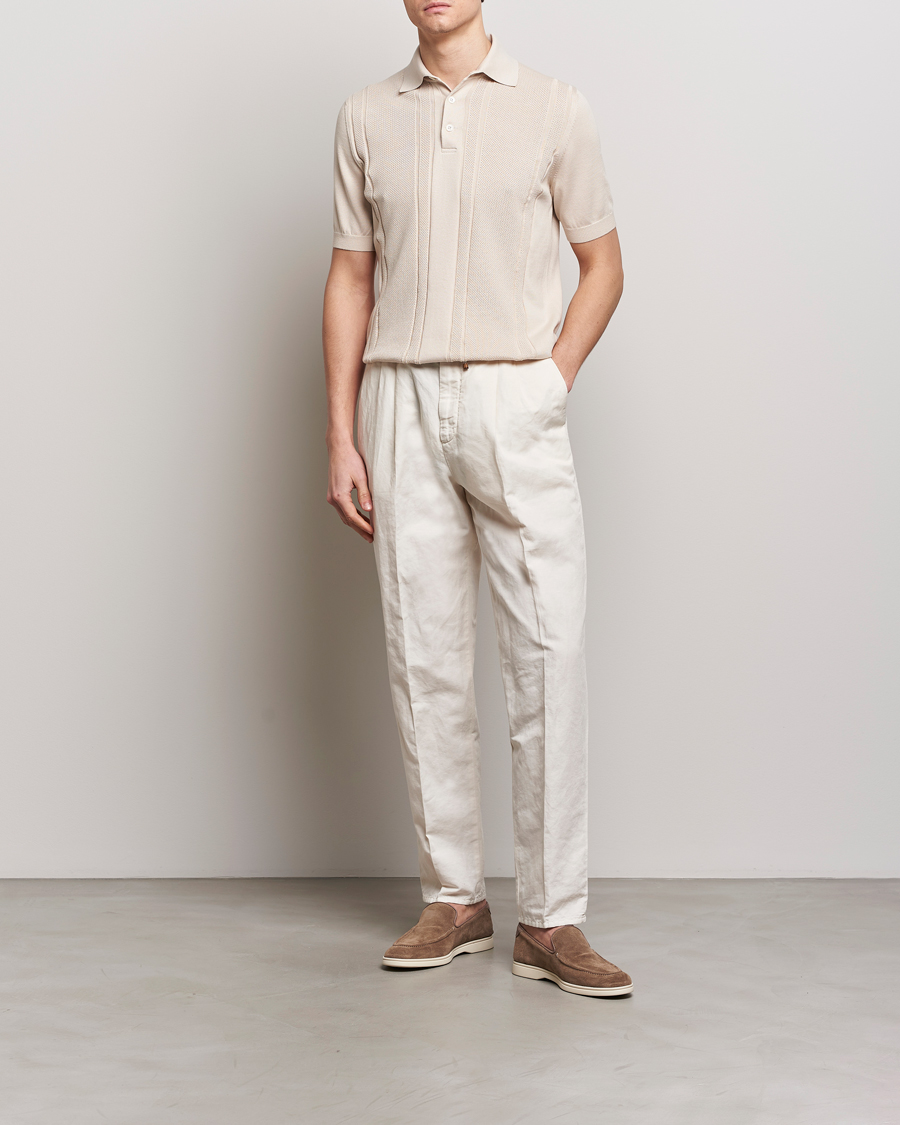 Heren | Polo's | Brunello Cucinelli | Front Structure Knitted Polo Light Beige