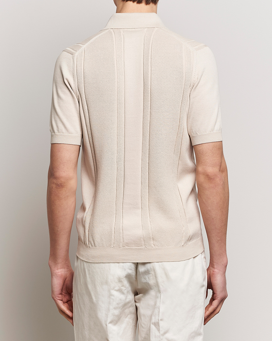 Heren | Polo's | Brunello Cucinelli | Front Structure Knitted Polo Light Beige
