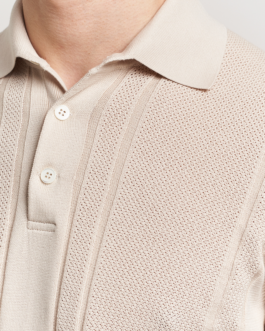 Heren | Polo's | Brunello Cucinelli | Front Structure Knitted Polo Light Beige
