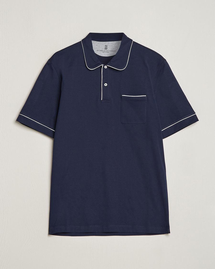 Heren | Polo's | Brunello Cucinelli | Short Sleeve Resort Polo Navy