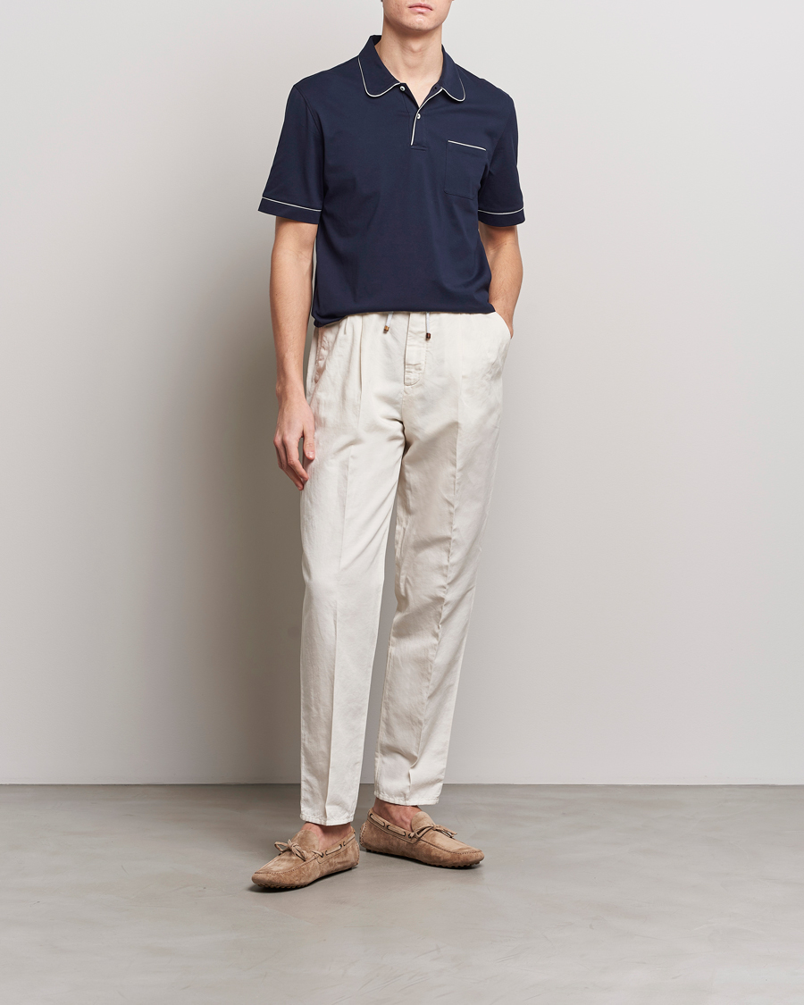 Heren | Polo's | Brunello Cucinelli | Short Sleeve Resort Polo Navy