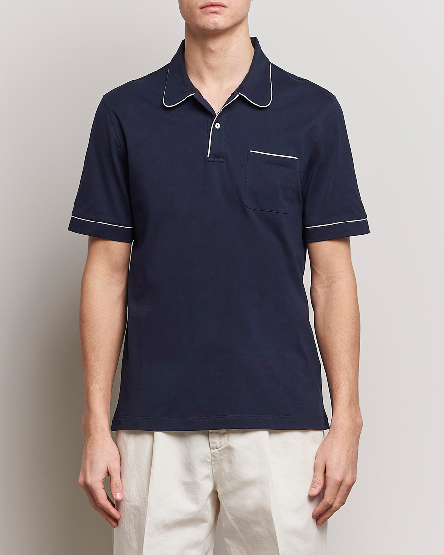 Heren | Quiet Luxury | Brunello Cucinelli | Short Sleeve Resort Polo Navy