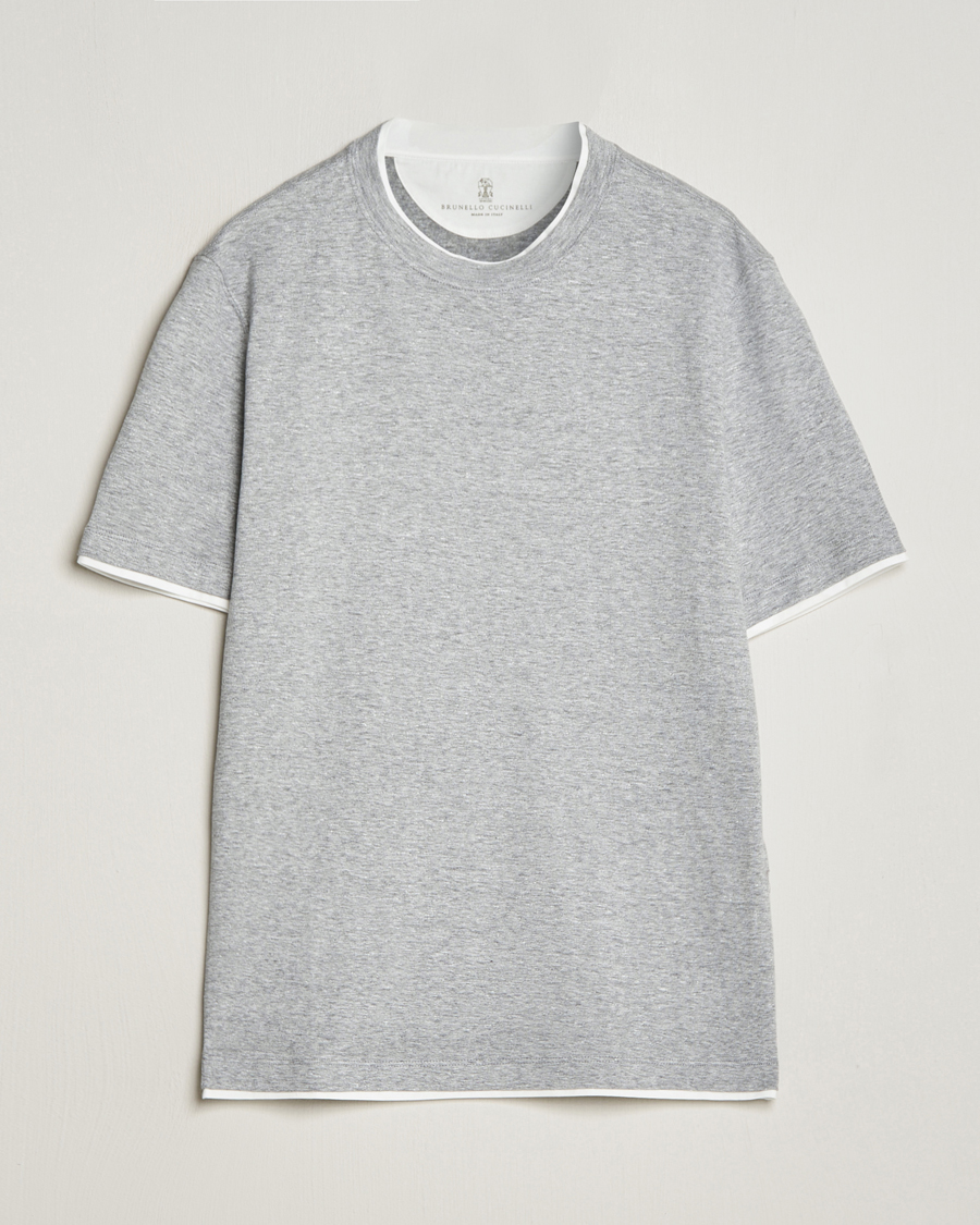 Heren | T-shirts | Brunello Cucinelli | Cotton/Linen T-Shirt Light Grey