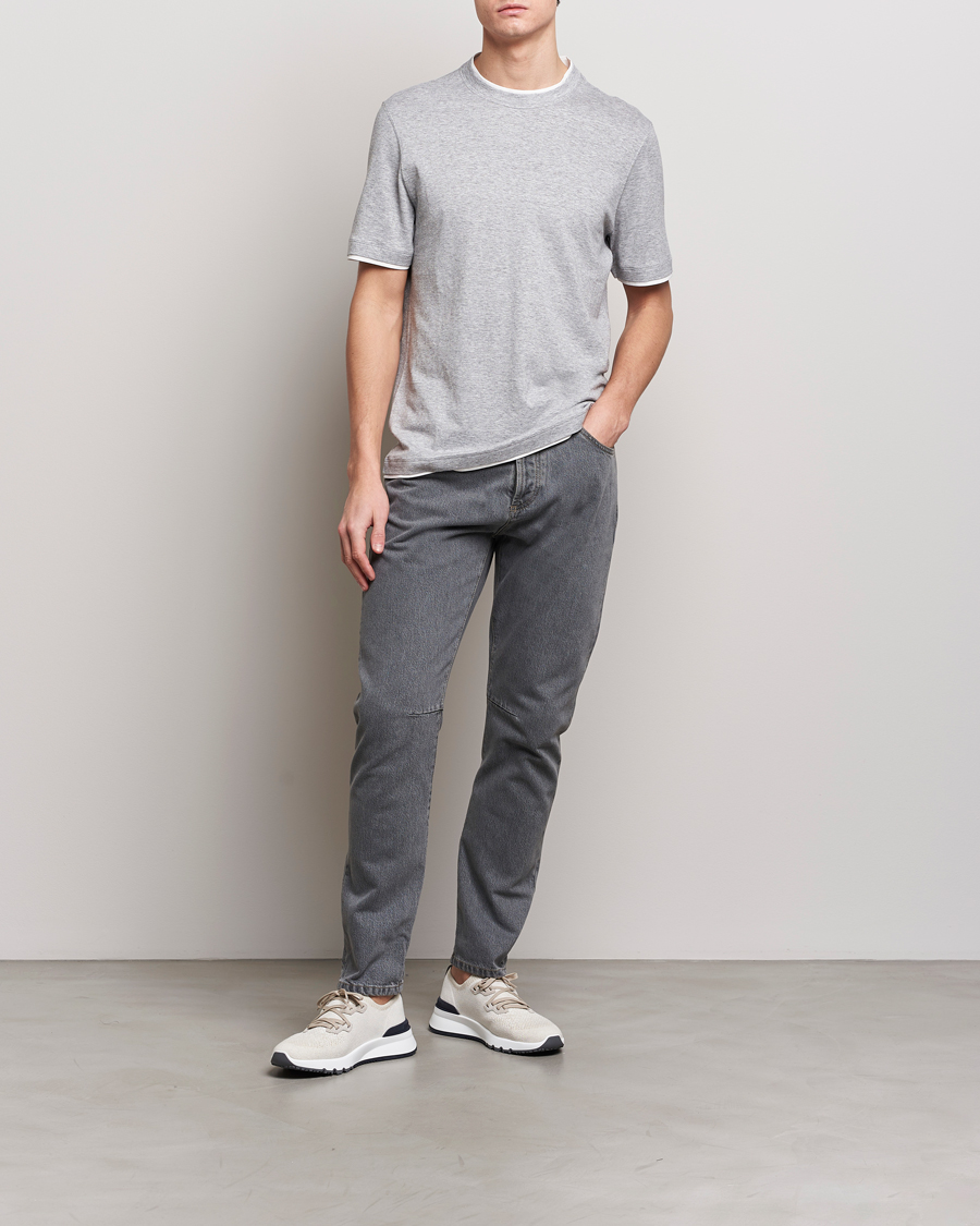 Heren | T-shirts | Brunello Cucinelli | Cotton/Linen T-Shirt Light Grey
