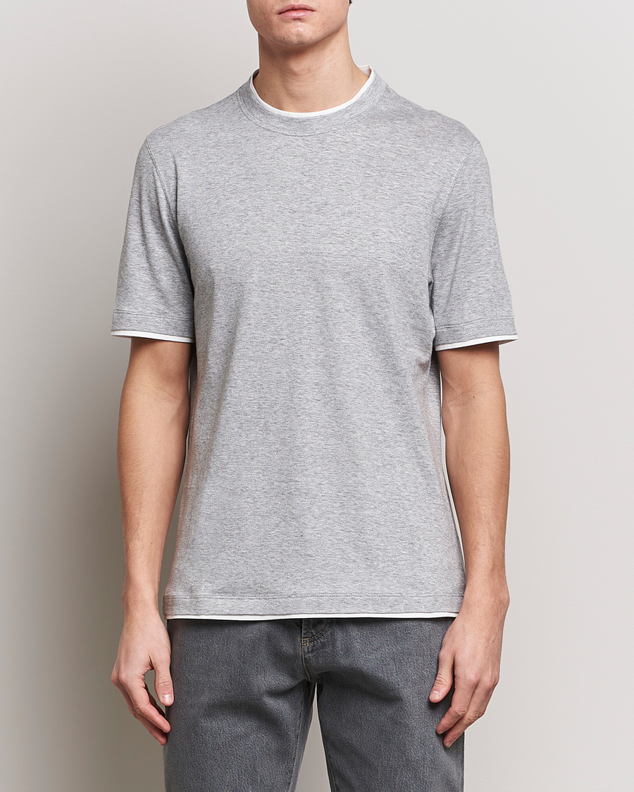 Heren |  | Brunello Cucinelli | Cotton/Linen T-Shirt Light Grey