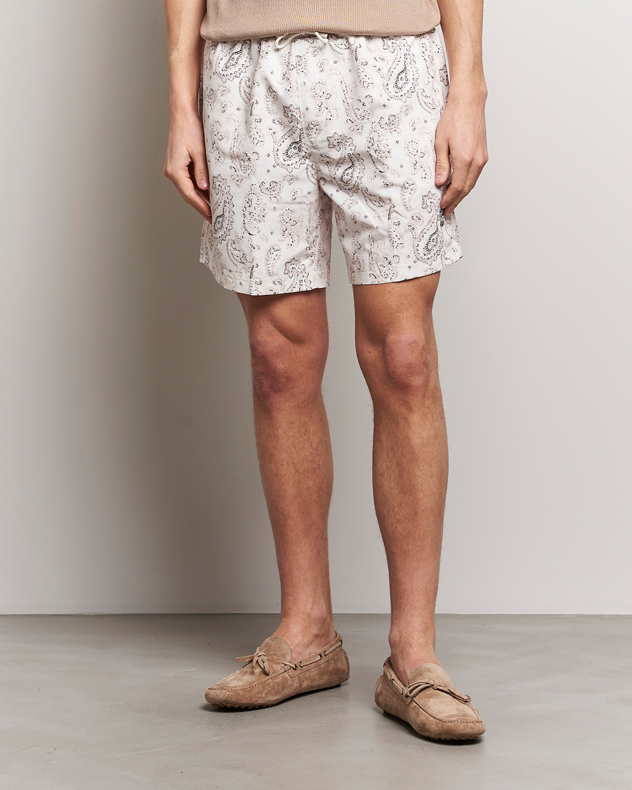 Heren | Italian Department | Brunello Cucinelli | Paisley Swim Trunks Light Beige