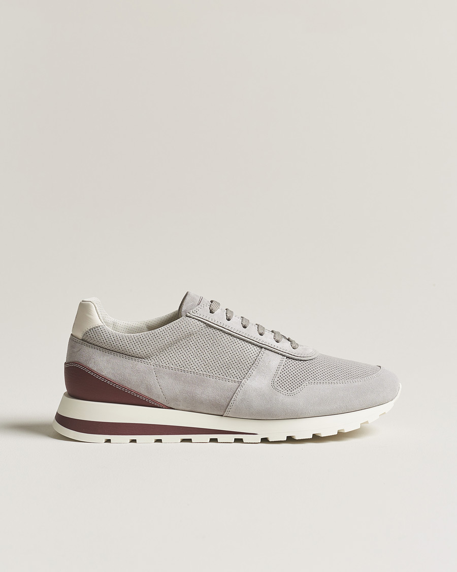 Heren | Brunello Cucinelli Perforated Running Sneakers Grey Suede | Brunello Cucinelli | Perforated Running Sneakers Grey Suede