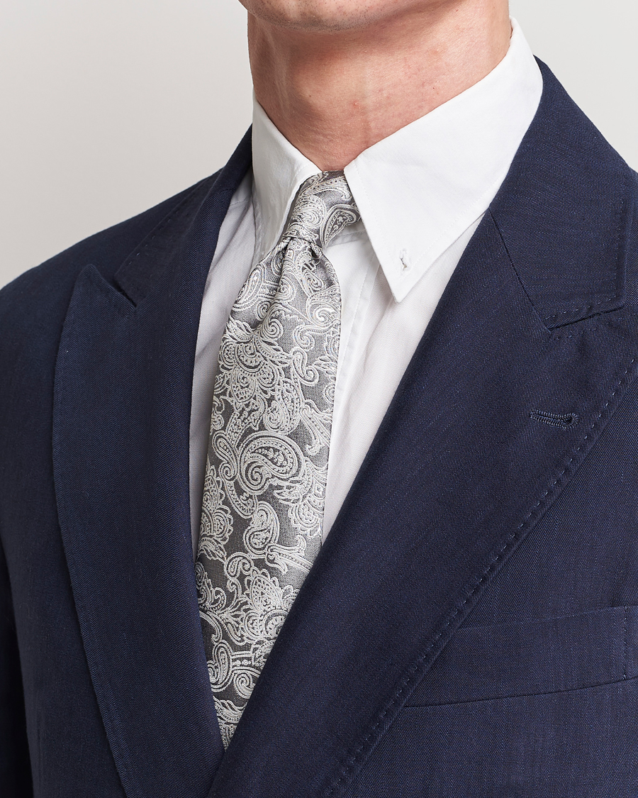 Heren | Brunello Cucinelli | Brunello Cucinelli | Paisley Silk Tie Grey