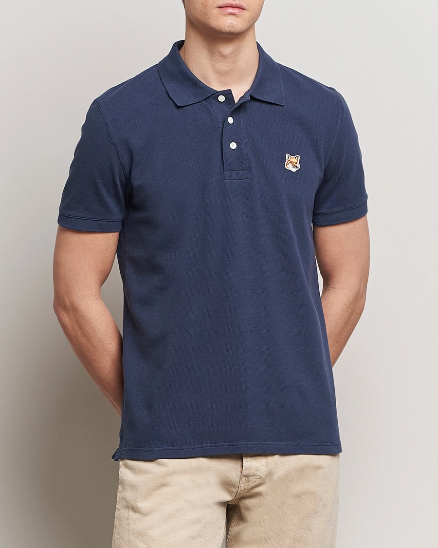 Heren | Poloshirts met korte mouwen | Maison Kitsuné | Fox Head Polo Ink Blue