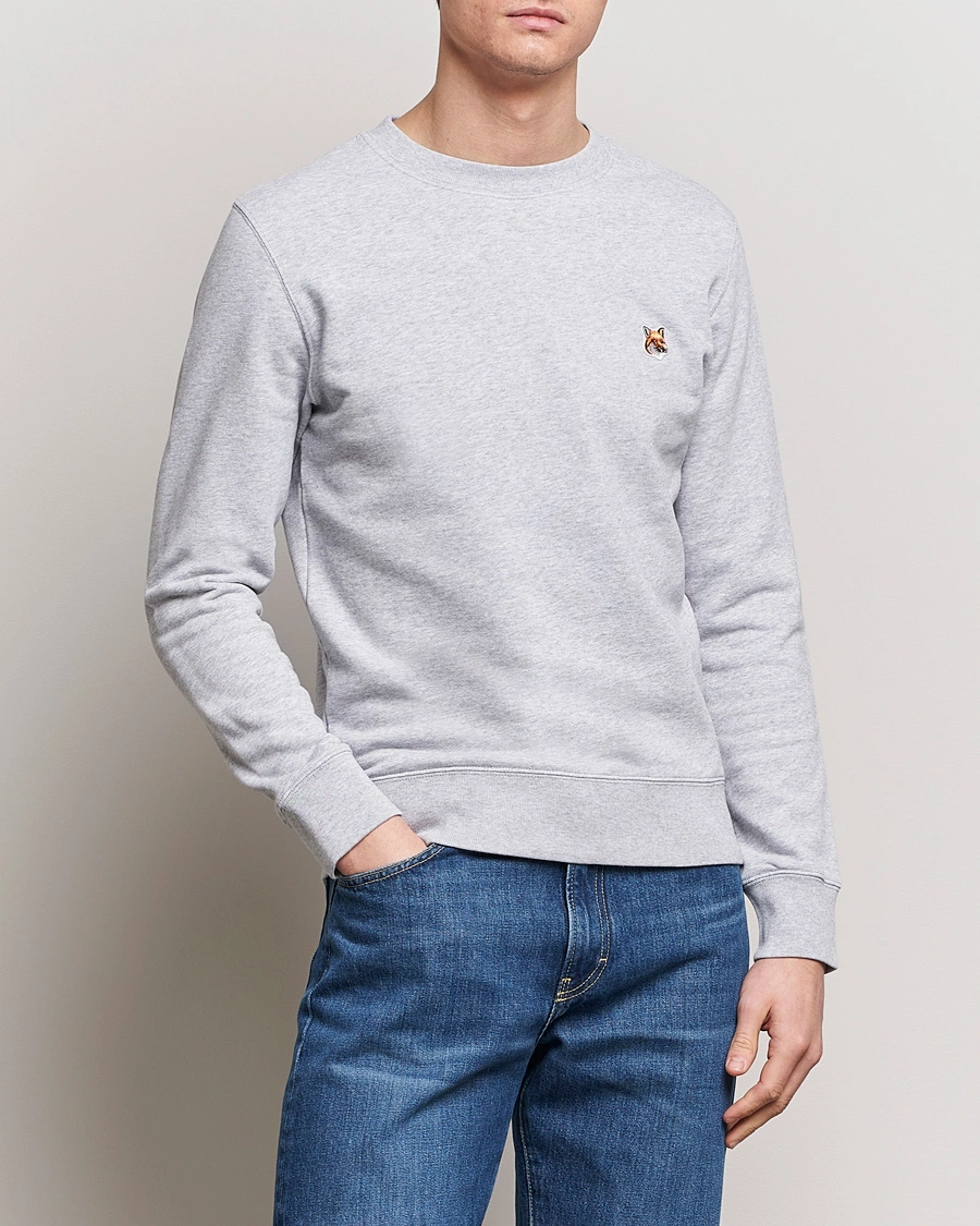 Heren | Grijze sweatshirts | Maison Kitsuné | Fox Head Sweatshirt Light Grey Melange