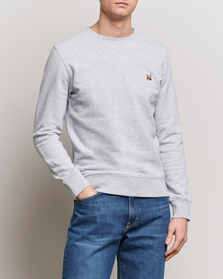 Heren | Contemporary Creators | Maison Kitsuné | Fox Head Sweatshirt Light Grey Melange