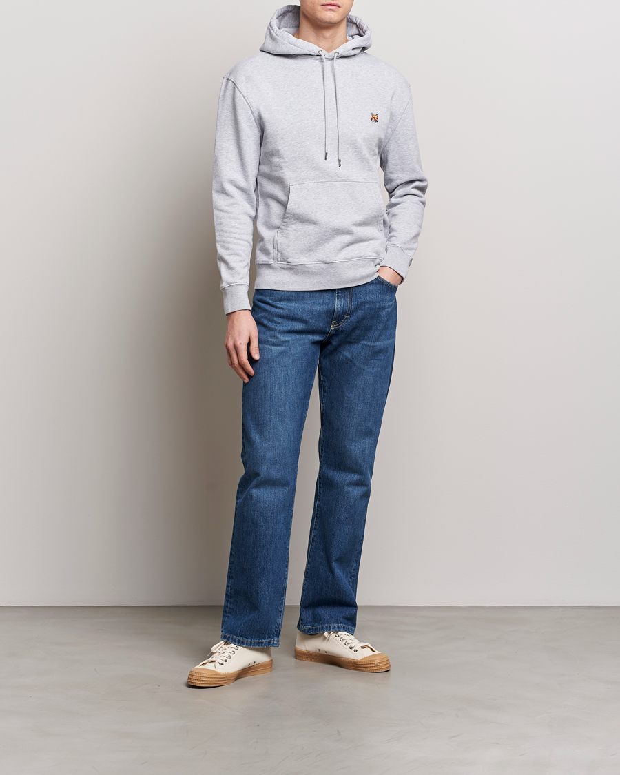 Heren | Truien | Maison Kitsuné | Fox Head Hoodie Light Grey Melange