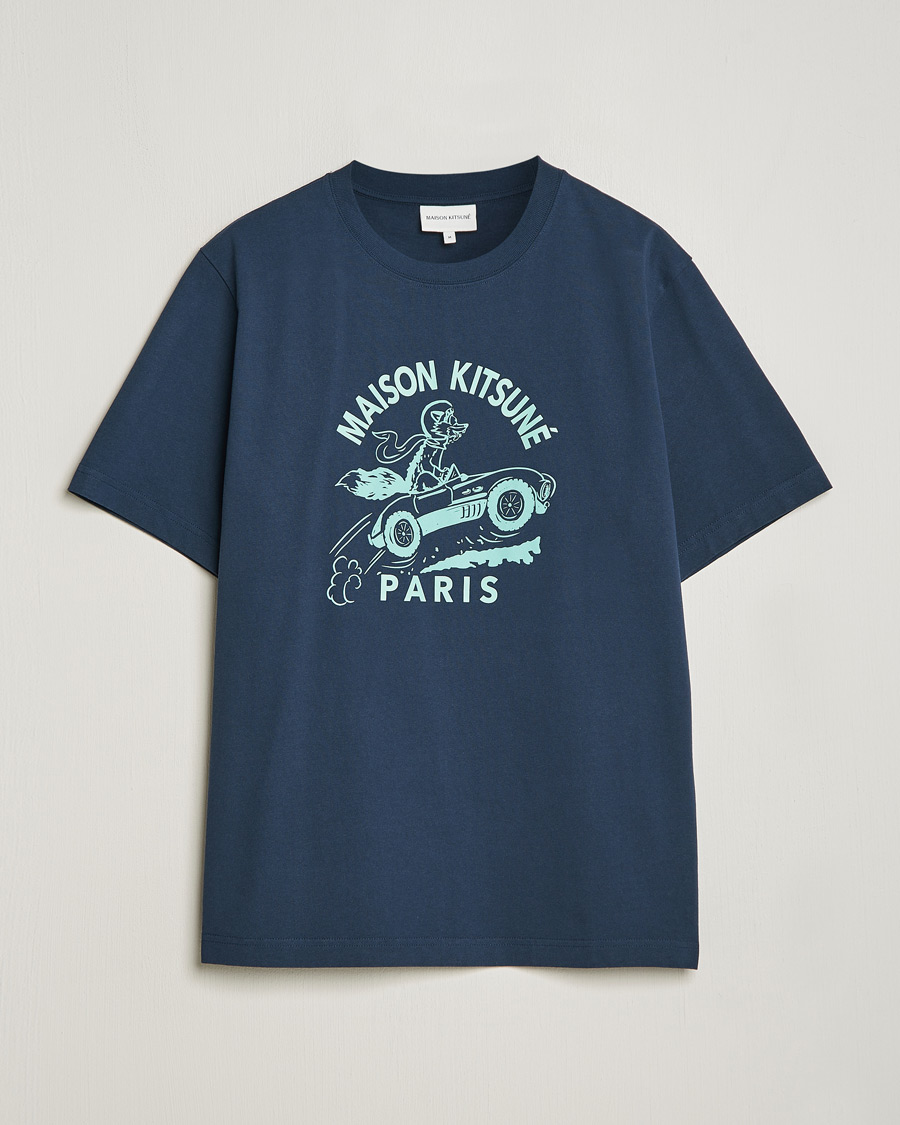 Heren | T-shirts | Maison Kitsuné | Racing Fox T-Shirt Ink Blue