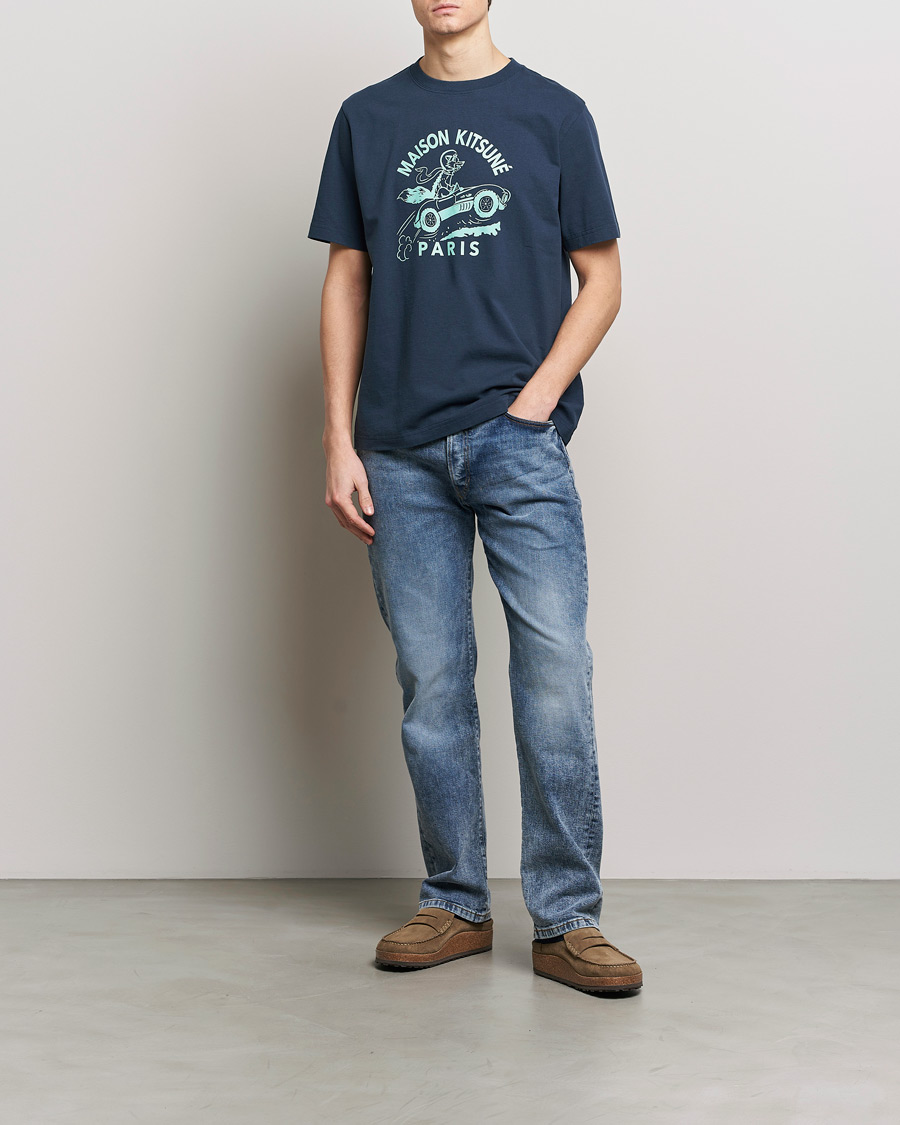 Heren | T-shirts | Maison Kitsuné | Racing Fox T-Shirt Ink Blue