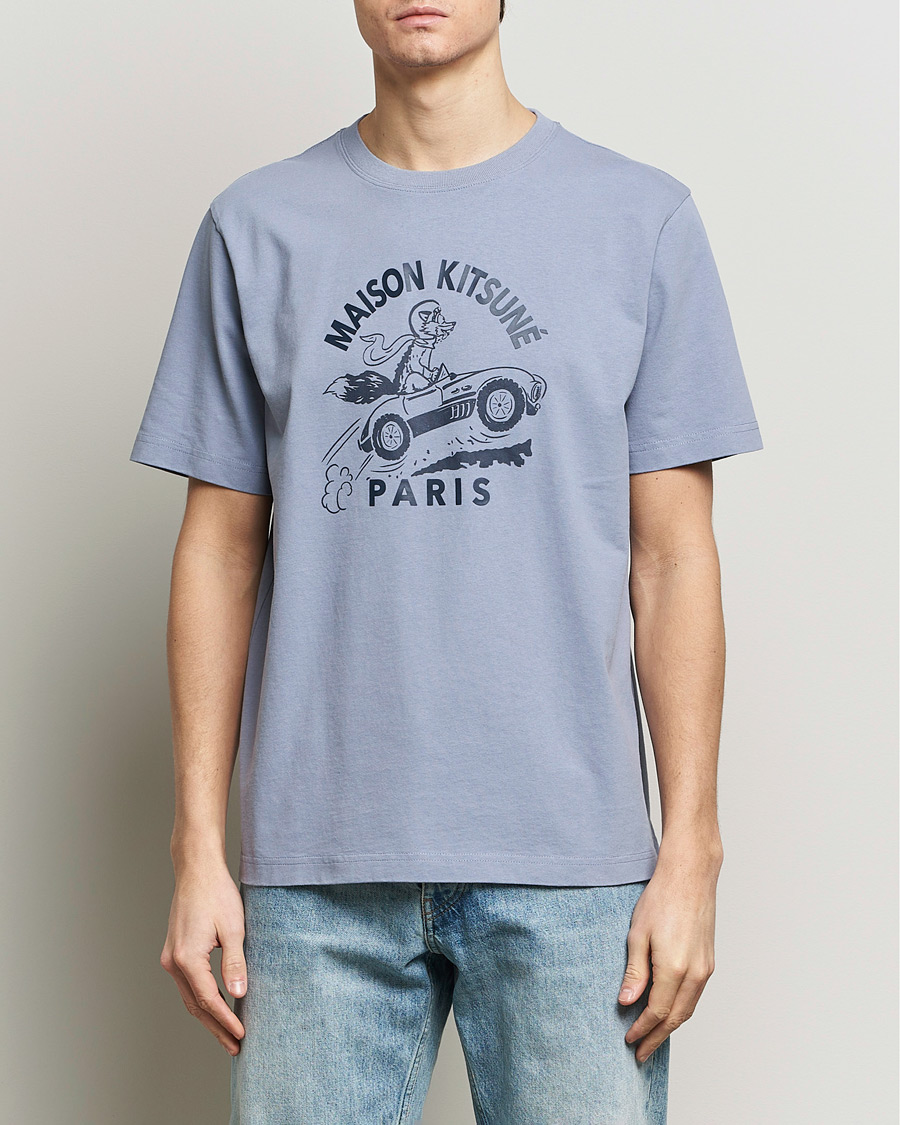 Heren | T-shirts | Maison Kitsuné | Racing Fox T-Shirt Duster Blue