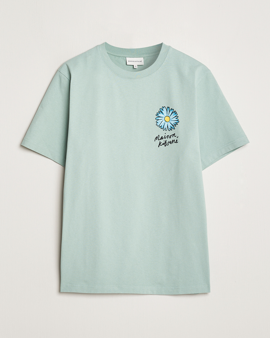 Heren | T-shirts | Maison Kitsuné | Floating Flower T-Shirt Seafoam Blue