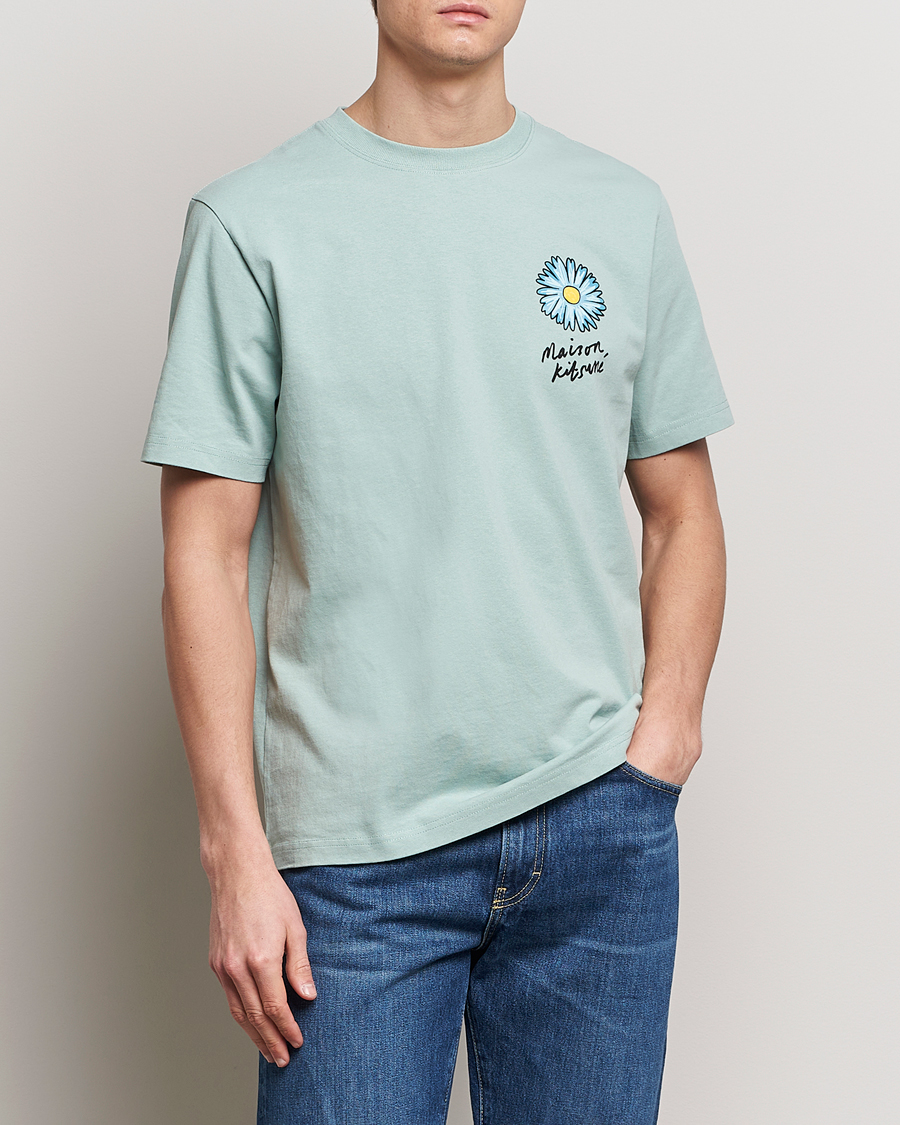 Heren | T-shirts met korte mouwen | Maison Kitsuné | Floating Flower T-Shirt Seafoam Blue