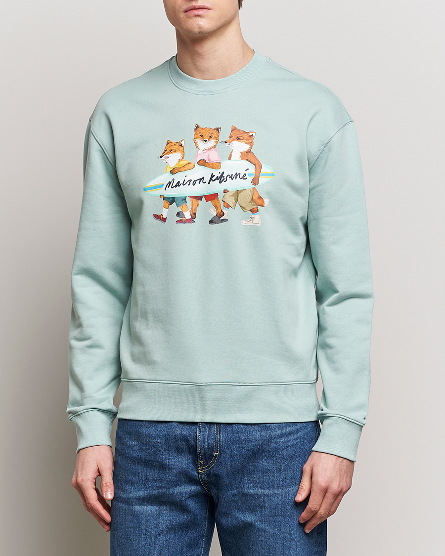 Heren | Sweatshirts | Maison Kitsuné | Surfing Foxes Sweatshirt Seafoam Blue