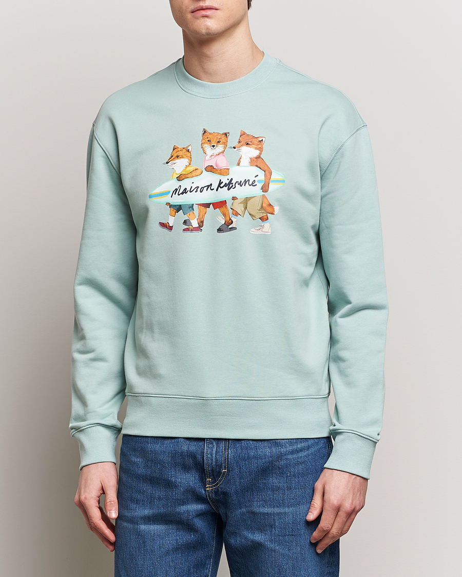 Heren | Kleding | Maison Kitsuné | Surfing Foxes Sweatshirt Seafoam Blue