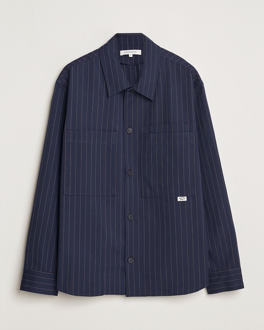 Heren | Jassen | Maison Kitsuné | Pinstriped Overshirt Navy