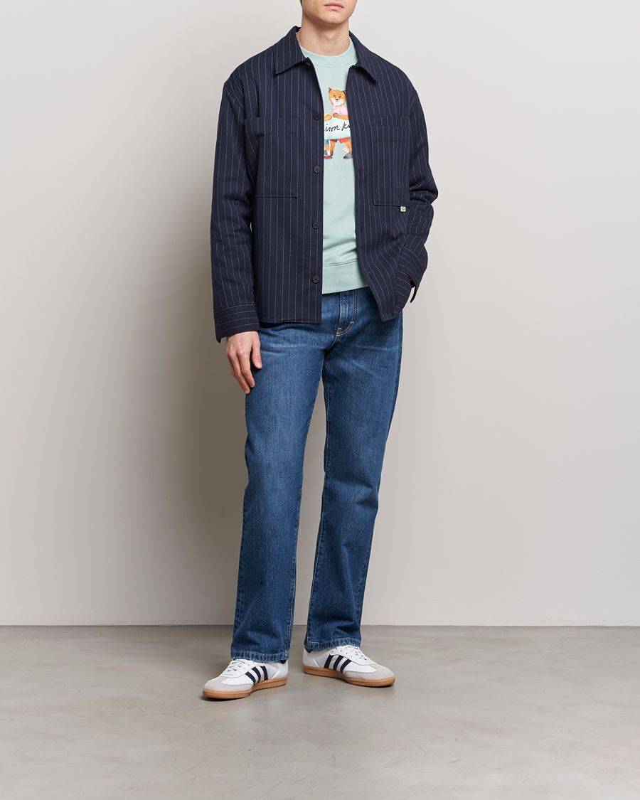 Heren | Jassen | Maison Kitsuné | Pinstriped Overshirt Navy