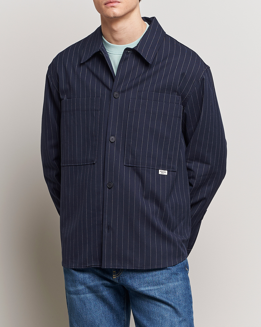 Heren | Kleding | Maison Kitsuné | Pinstriped Overshirt Navy