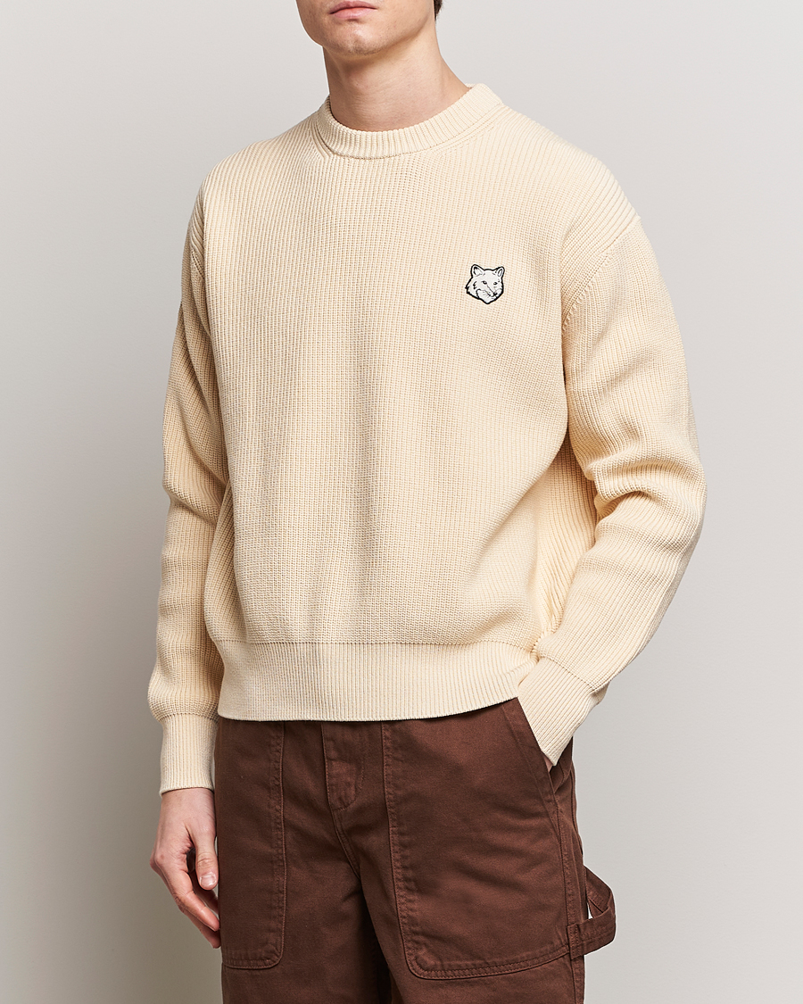 Heren | Gebreide truien | Maison Kitsuné | Tonal Fox Ribbed Crew Neck Paper