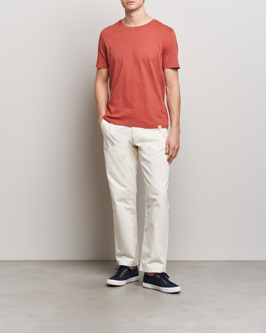 Heren | T-shirts | Merz b. Schwanen | Organic Cotton Washed Crew Neck T-Shirt Newman Red