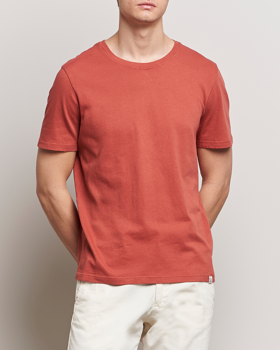 Heren | T-shirts met korte mouwen | Merz b. Schwanen | Organic Cotton Washed Crew Neck T-Shirt Newman Red