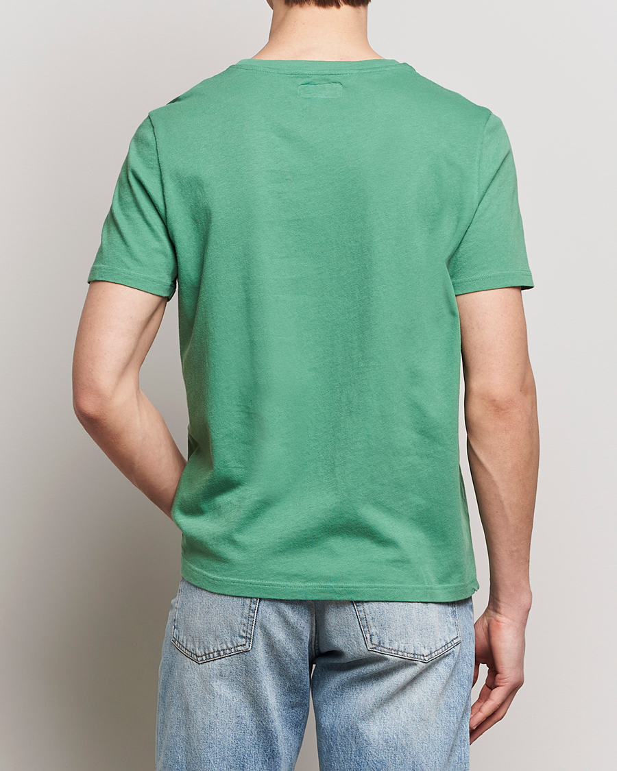 Heren | T-shirts | Merz b. Schwanen | Organic Cotton Washed Crew Neck T-Shirt Grass Green