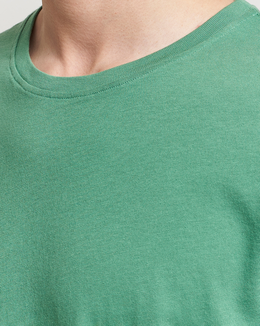 Heren | T-shirts | Merz b. Schwanen | Organic Cotton Washed Crew Neck T-Shirt Grass Green