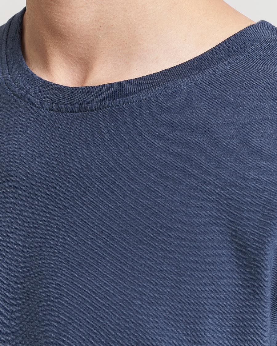 Heren | T-shirts | Merz b. Schwanen | Organic Cotton Washed Crew Neck T-Shirt Denim Blue