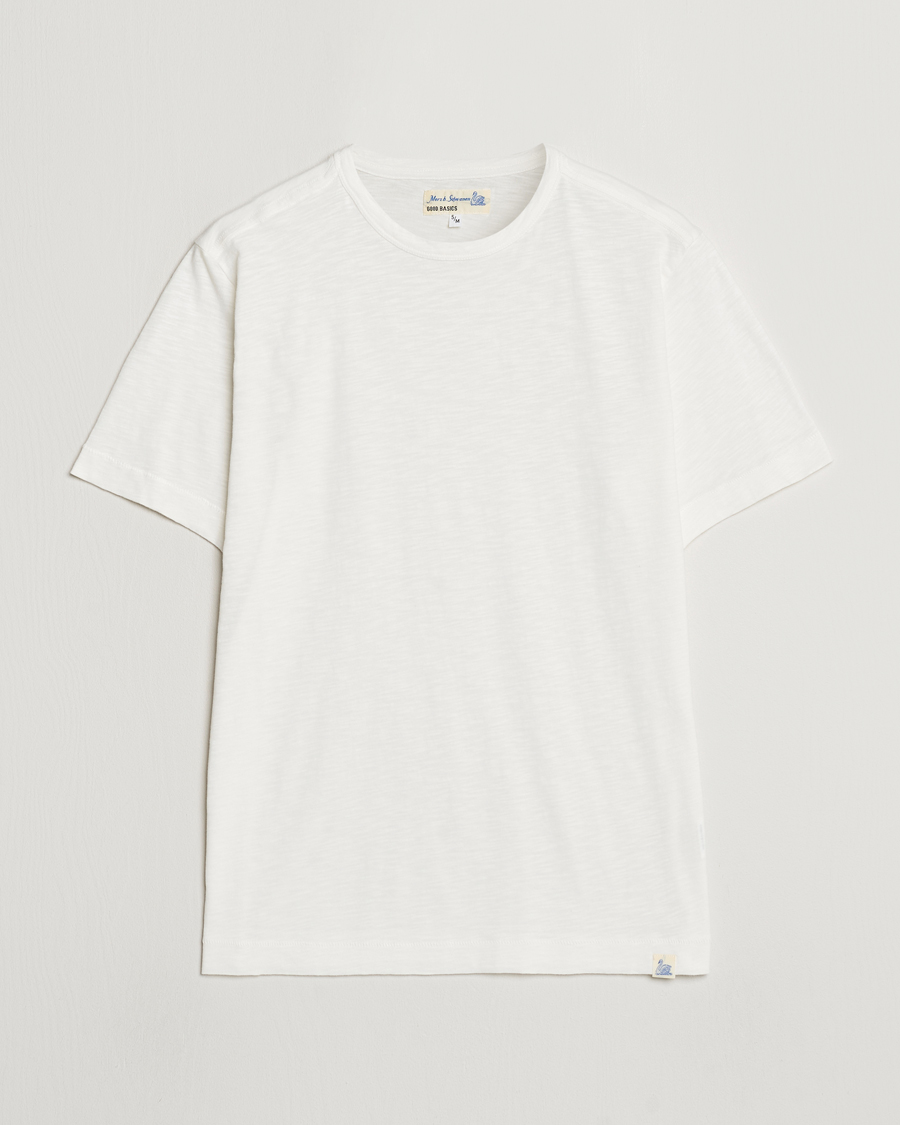 Heren |  | Merz b. Schwanen | Organic Pima Cotton Slub Crew Neck T-Shirt White