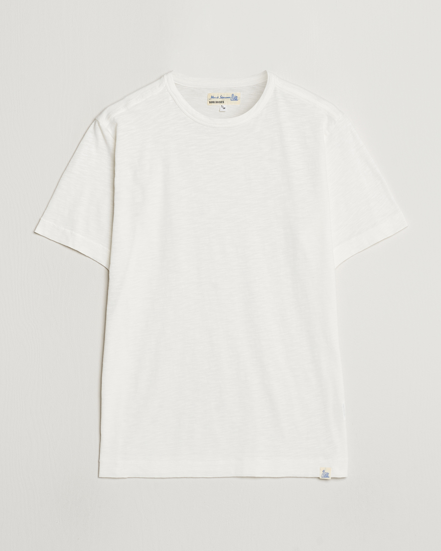 Heren | T-shirts | Merz b. Schwanen | Organic Pima Cotton Slub Crew Neck T-Shirt White