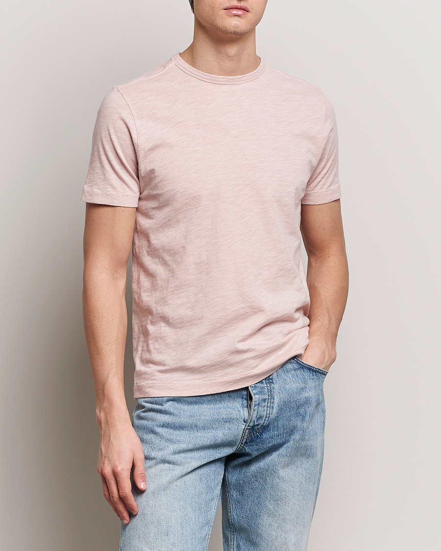 Heren | Merz b. Schwanen | Merz b. Schwanen | Organic Pima Cotton Slub Crew Neck T-Shirt Dusted Pink