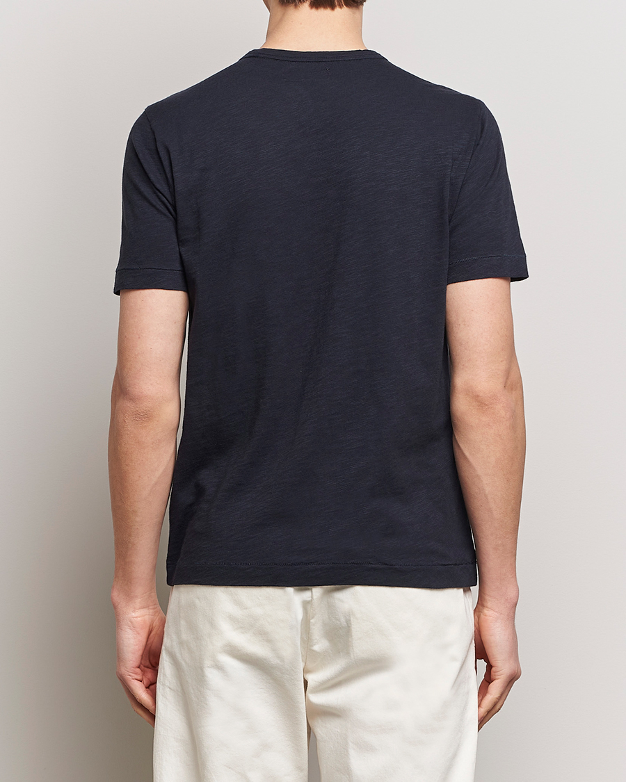 Heren | T-shirts | Merz b. Schwanen | Organic Pima Cotton Slub Crew Neck T-Shirt Dark Navy