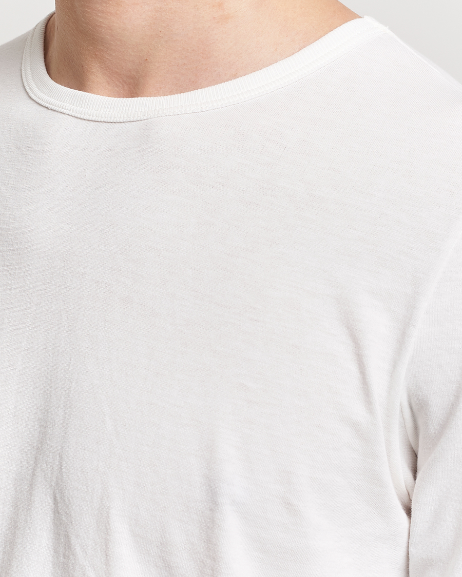 Heren | T-shirts | Merz b. Schwanen | 1950s Classic Loopwheeled Longsleeve T-Shirt White
