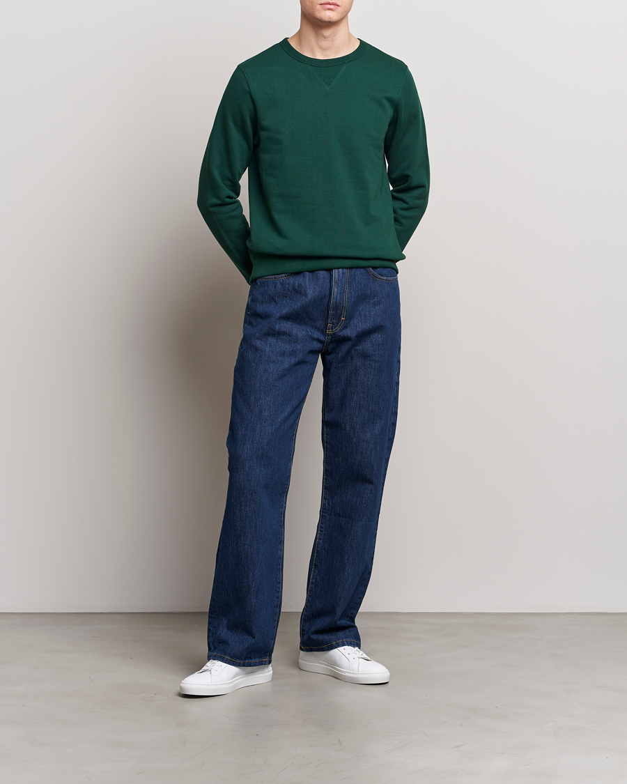 Heren | Truien | Merz b. Schwanen | Organic Cotton Crew Neck Sweatshirt Classic Green