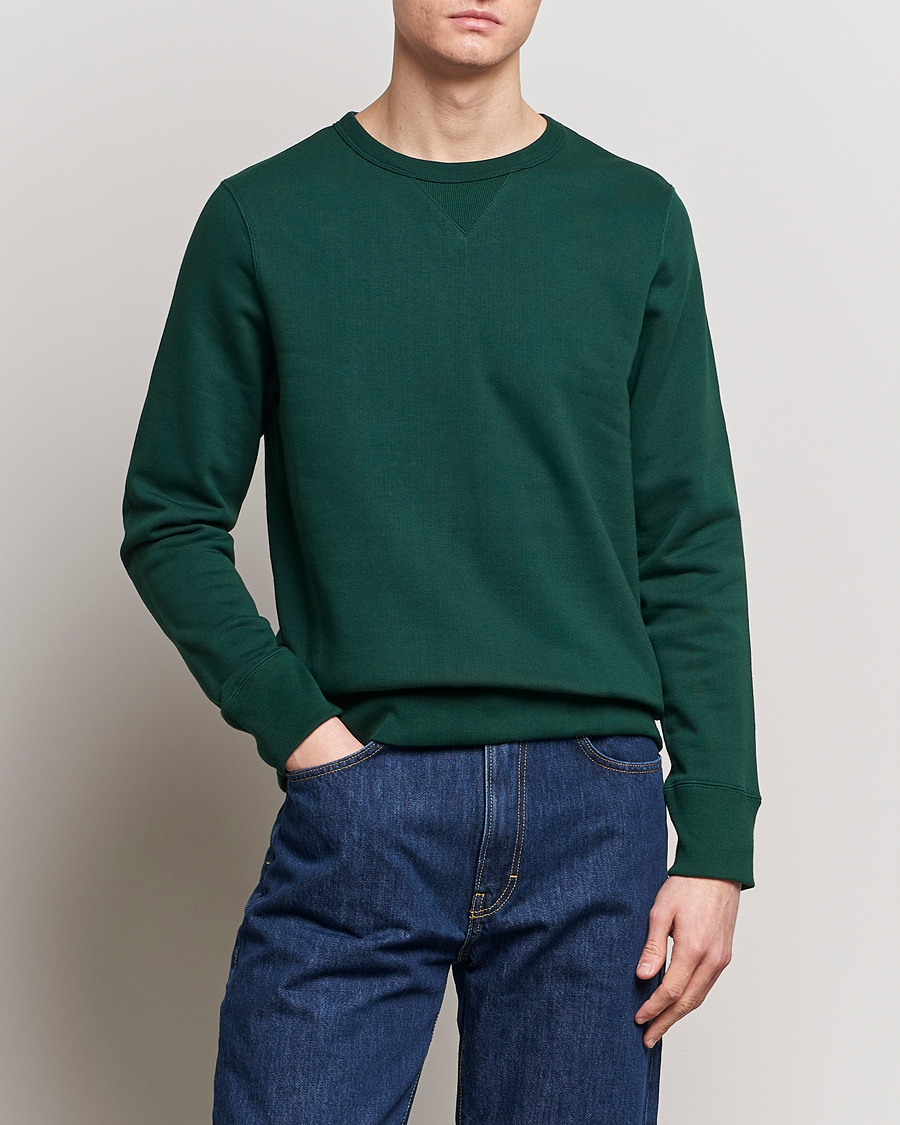 Heren | Kleding | Merz b. Schwanen | Organic Cotton Crew Neck Sweatshirt Classic Green